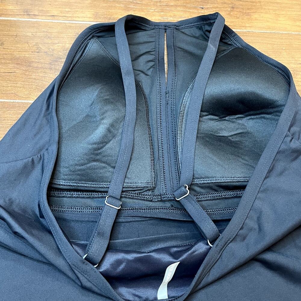 Lands' End Black Keyhole Tankini Swim Top Women Size 16 Padded Adjustable Straps - Picture 5 of 10